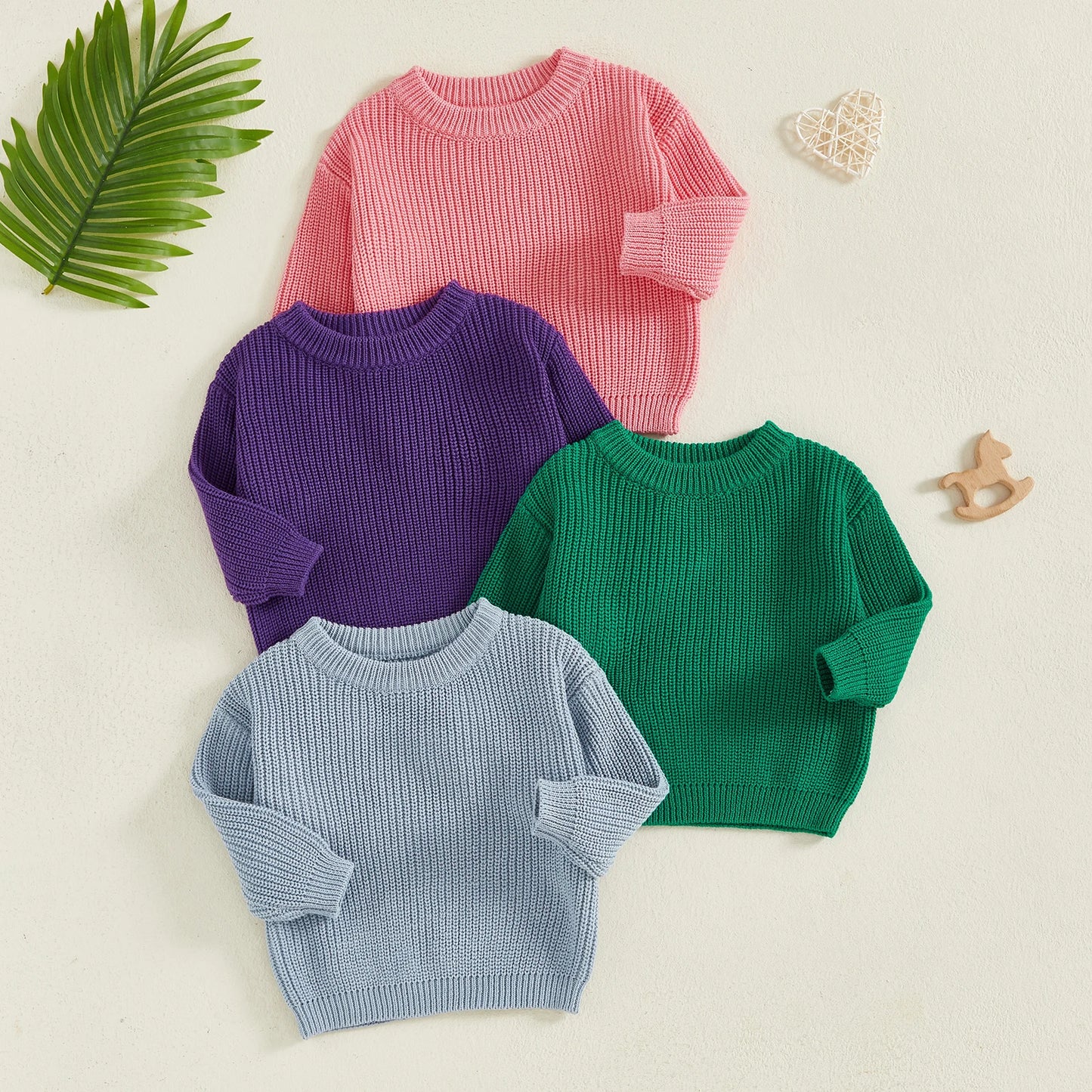 Baby Toddler Kids Girl Boy Knitted Long Sleeve Sweater Solid Loose Pullover Casual Tops Children Knitwear Clothes