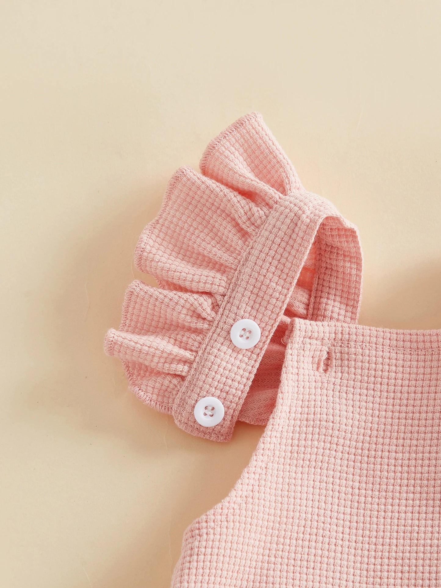 Baby Girl 2Pcs Spring Summer Outfits Ruffle Sleeveless Solid Color Romper with Headband Set