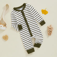 Load image into Gallery viewer, Baby Girl Boy Fall Romper Stripe Print Round Neck Long Sleeve Full Length Jumpsuit
