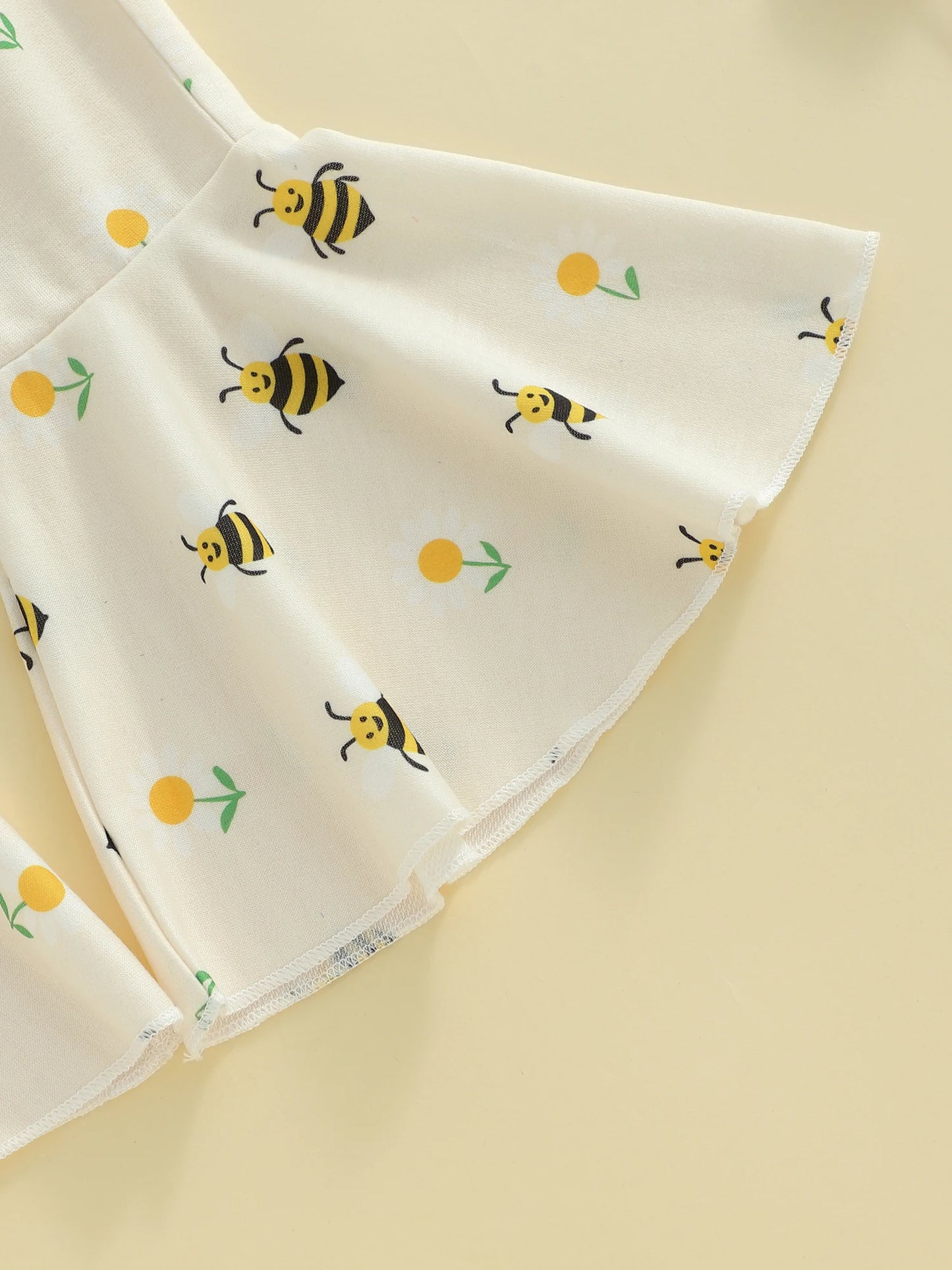 Baby Toddler Girls 2Pcs Pants Sets Long Sleeve O Neck Bear Embroidery Top Bee Print Flared Pants