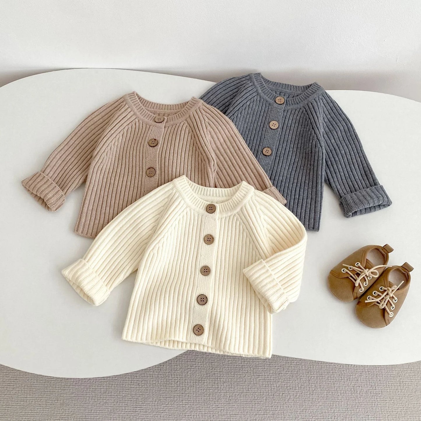 Baby Toddler Boy Girl Sweater Cardigan Knit Winter Clothes Thick Warm Knitwear Long Sleeve Top