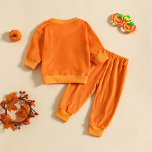 Load image into Gallery viewer, Toddler Baby Boy Girl 2Pcs Outfit Halloween Clothes Pumpkin Print Sweatshirt and Elastic Pants
