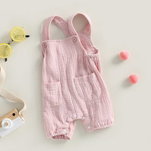 Load image into Gallery viewer, Infant Baby Boy Girl Summer Suspenders Jumpsuit Solid Romper with Pockets
