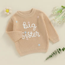 Load image into Gallery viewer, Toddler Kids Girl Big Sister Sweater Cute Long Sleeve Letter Embroidery Knit Pullover Loose Top
