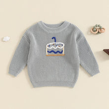 Load image into Gallery viewer, Baby Boys Girls 1 Year Old Birthday Autumn Winter Knitted Sweater Long Sleeve Round Neck Cake Embroidery Knitwear Top
