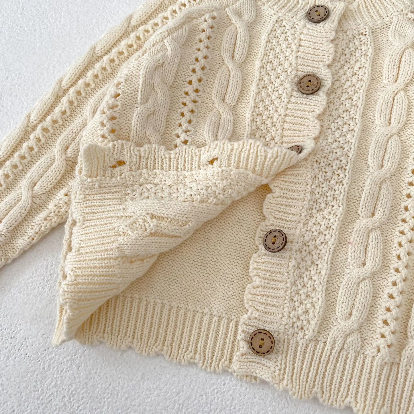 Baby Toddler Girl Sweater Cardigan Winter Clothes Long Sleeve Knitwear Warm Thick Button Up Knit Top