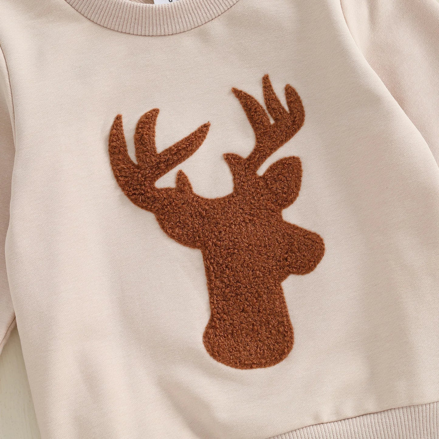 Baby Toddler Boys 2Pcs Fall Outfit Deer Print Long Sleeve Crewneck Top and Elastic Camouflage Pants Clothes Jogger Set