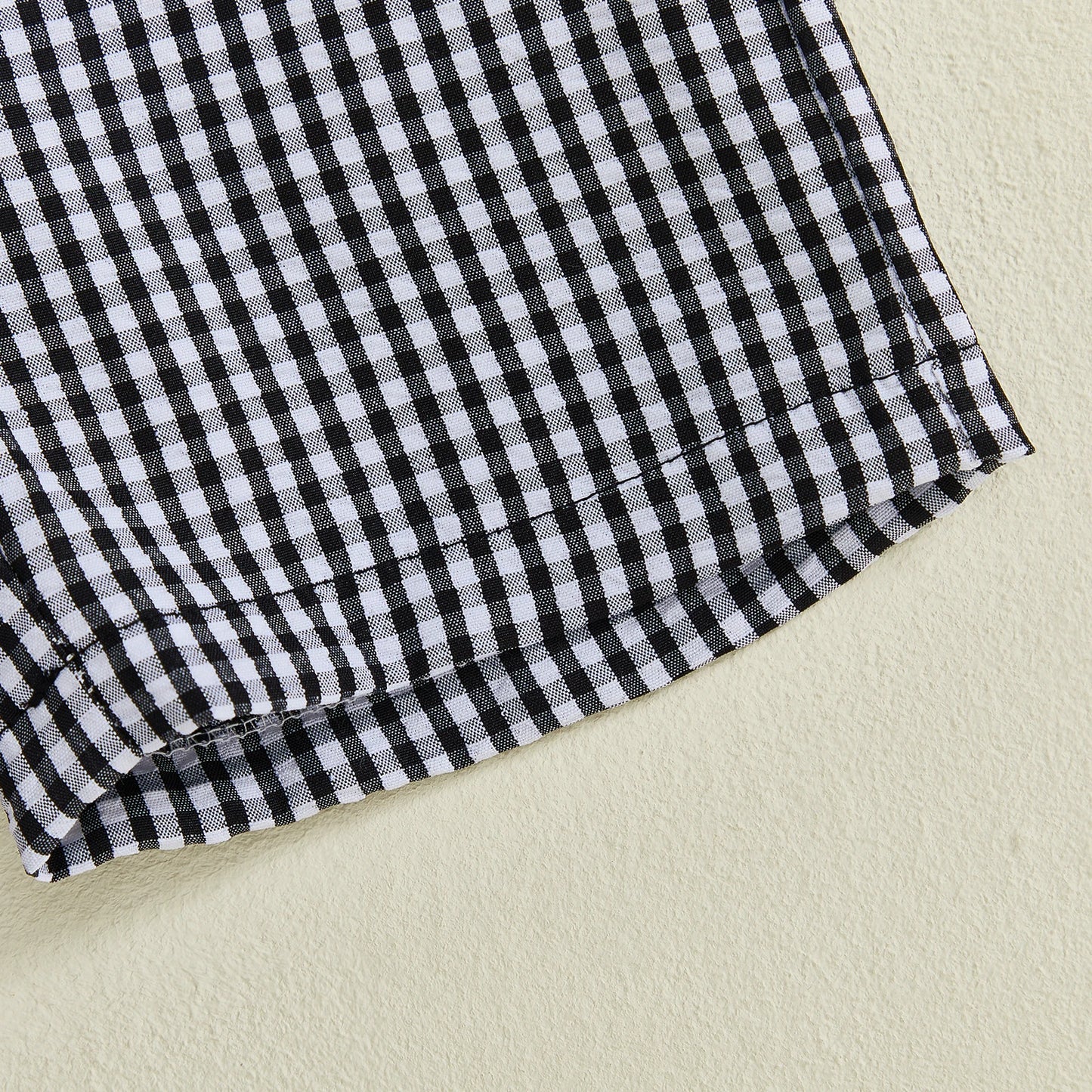 Baby Toddler Girls 2Pcs Plaid Outfit Fashionable Cute Flying Sleeve Top with Shorts Clothing Set