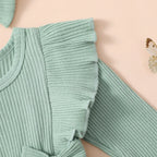 Baby Toddler Girls 2Pcs Outfit Floral Mesh Ruffles Long Sleeve Romper Dress Skirt Tutu and Headband Set