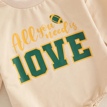 Load image into Gallery viewer, Baby Boys Girls All You Need Is Love 10VE Bubble Romper Football Letter Print Long Sleeve Round Neck Fall Jumpsuit
