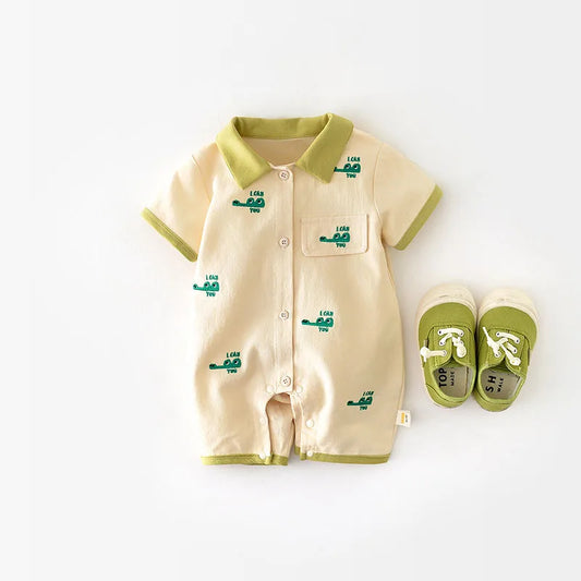Snap Style Crocodile Jumpsuit Romper