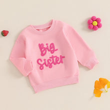 Load image into Gallery viewer, Toddler Kids Girls Big Sister Long Sleeve Crewneck Letter Embroidery Loose Fit Pullover Top
