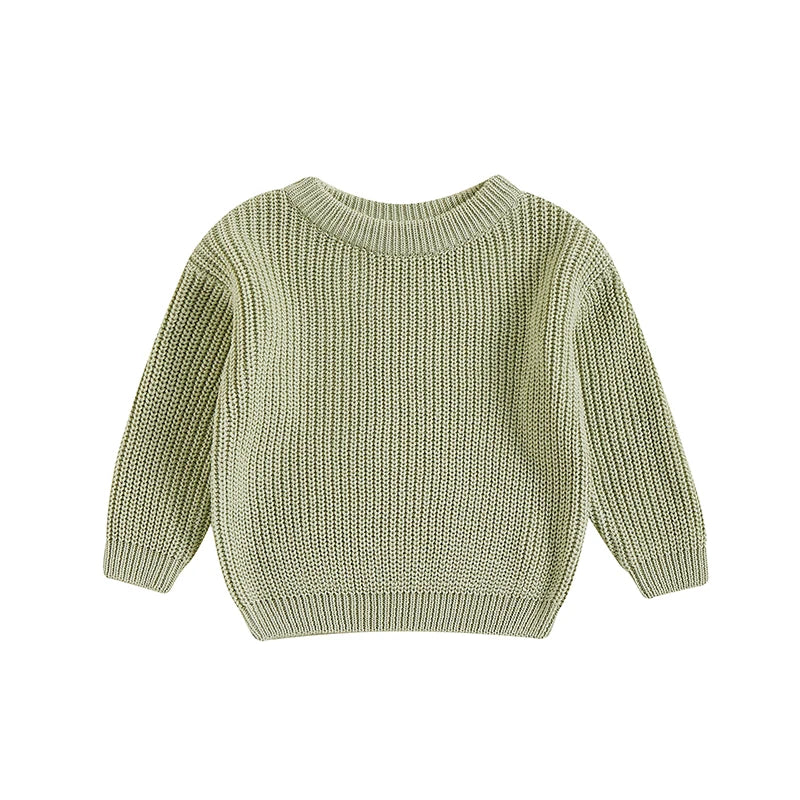 Baby Toddler Girls Boys Sweaters Knitting Pullovers Tops Solid Color Basic Cotton Long Sleeve Sweater Top