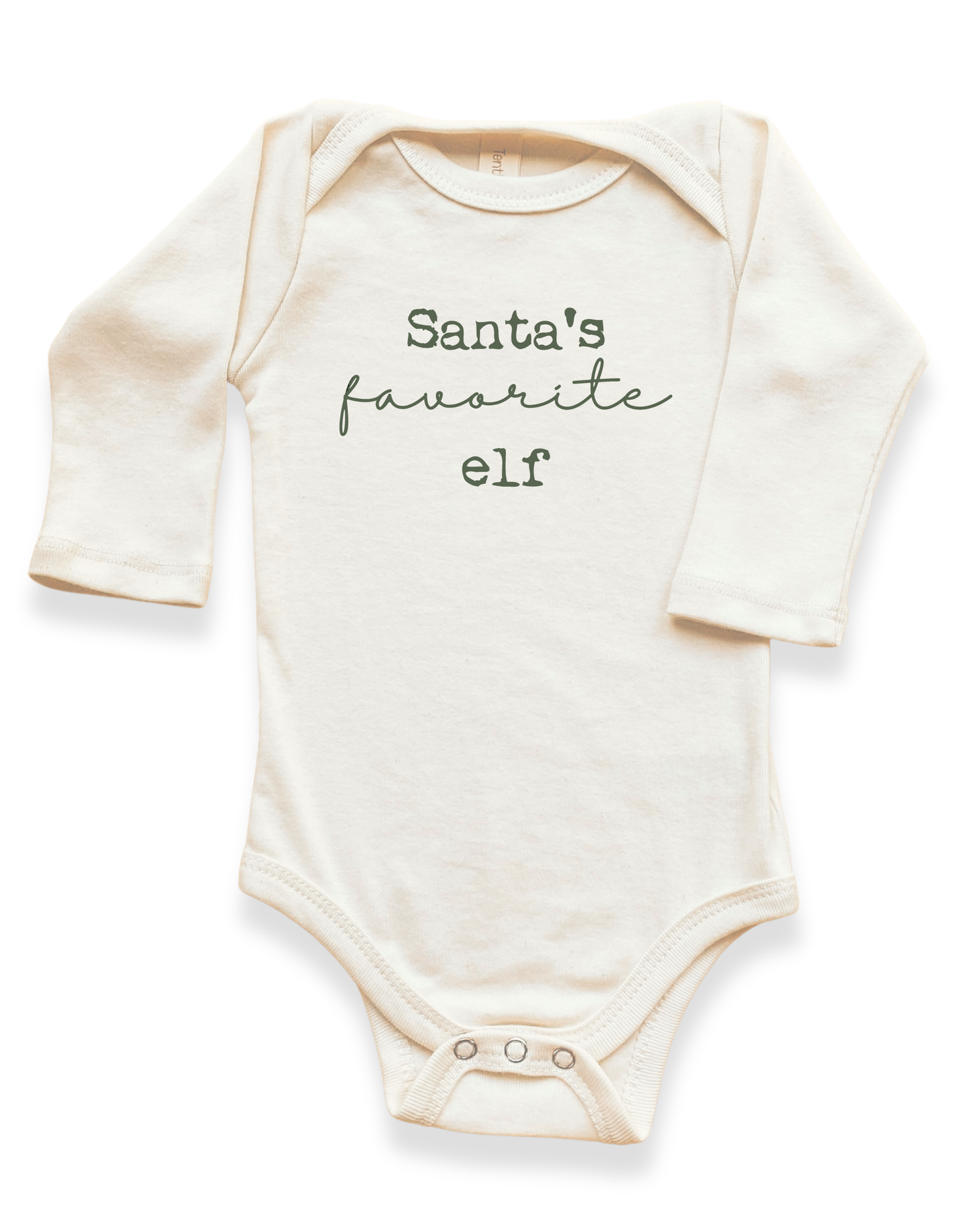 Santa's Favorite Elf Organic Baby Bodysuit Long Sleeve
