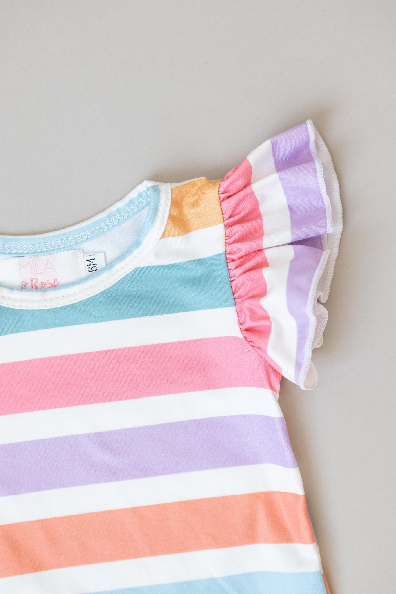 Spring Stripes S/S Flutter Bodysuit Romper