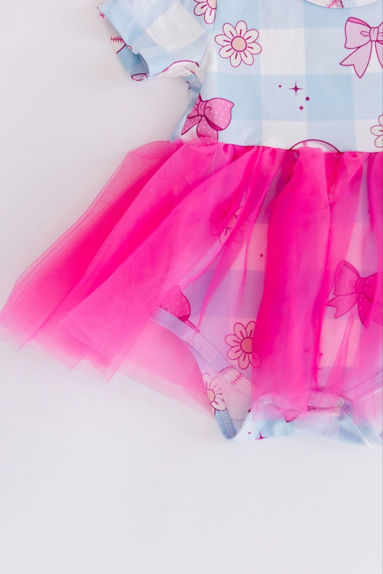 Take Me Out to the Bow Game Tutu Bodysuit Romper