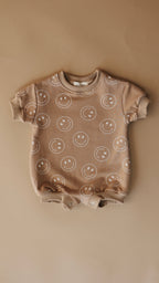 Short Sleeve Romper | Just Smile Tan