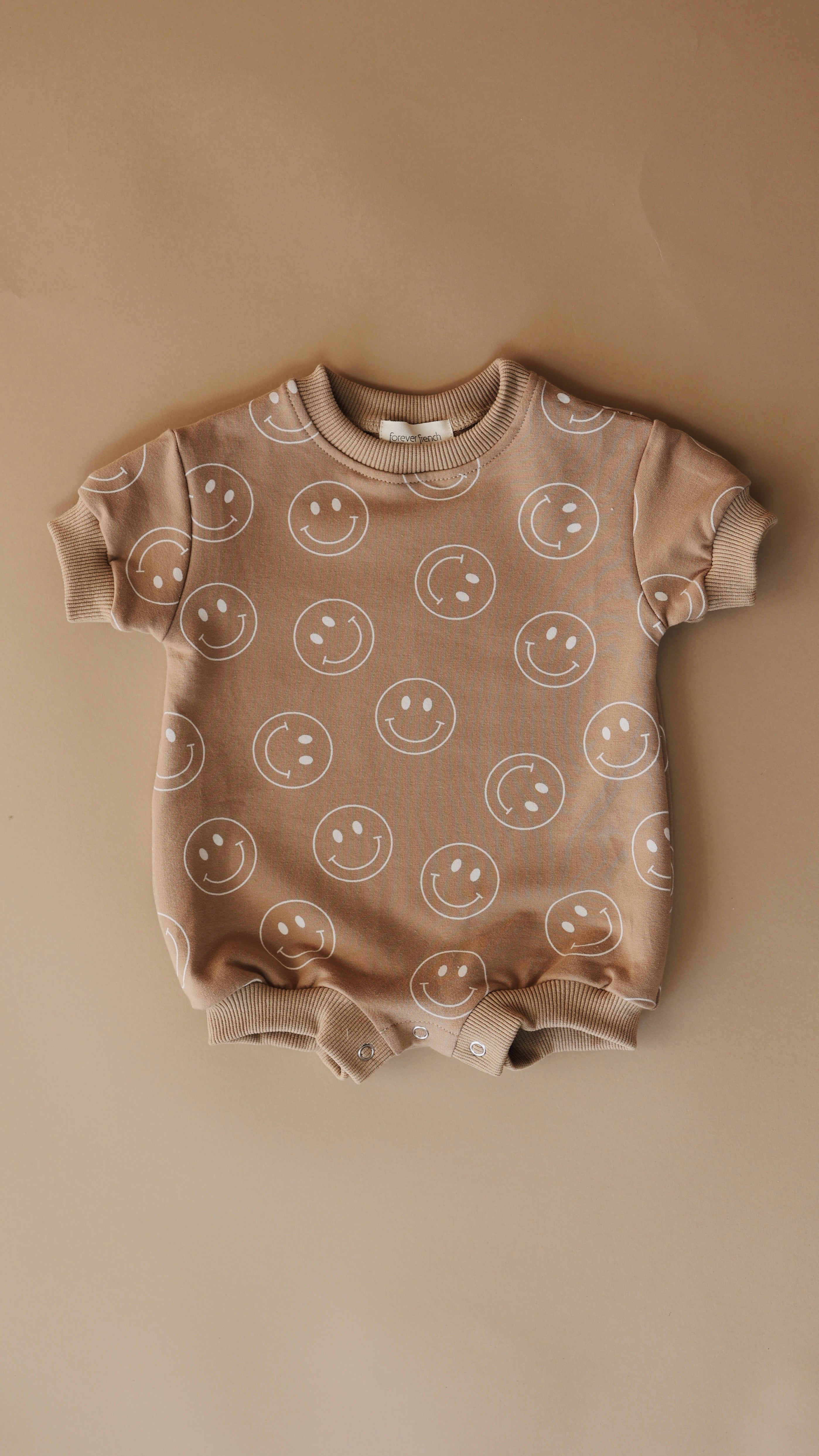 Short Sleeve Romper | Just Smile Tan