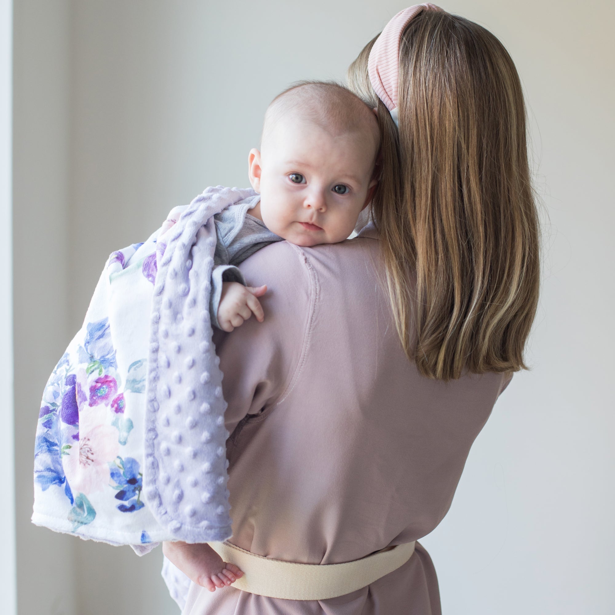 Premium Baby & Toddler Blanket - Purple & Blush Floral