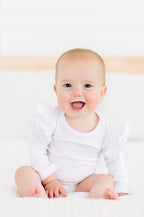 White L/S Flutter Bodysuit Romper