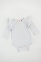 White L/S Flutter Bodysuit Romper