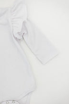 White L/S Flutter Bodysuit Romper