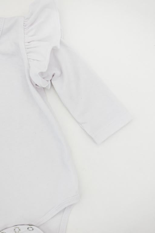 White L/S Flutter Bodysuit Romper