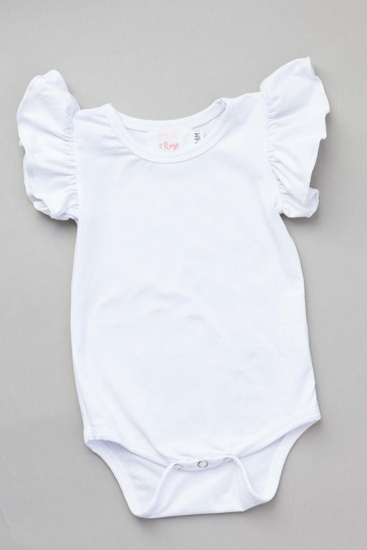 White S/S Flutter Bodysuit Romper