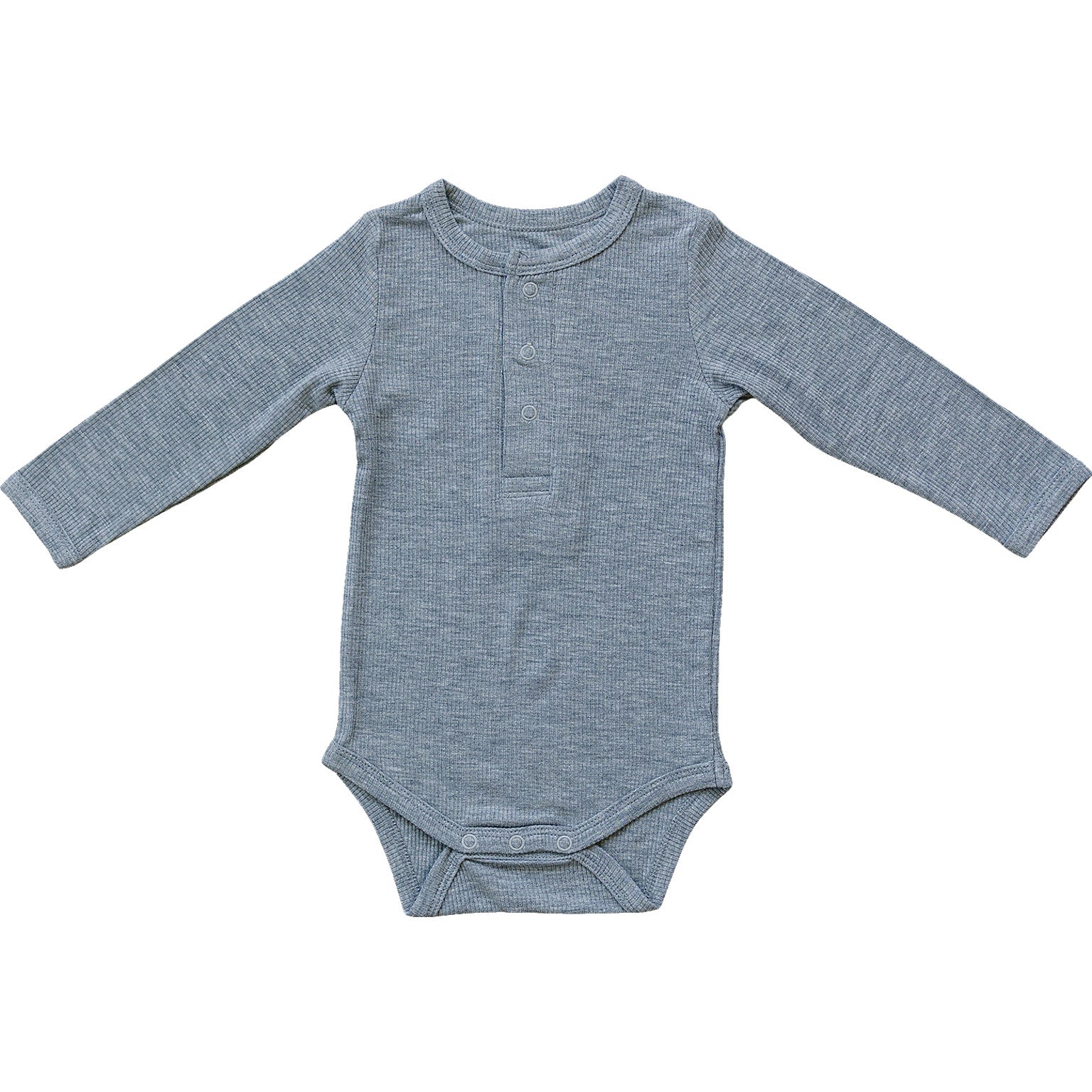 Heather Grey Bamboo Snap Long Sleeve Ribbed Bodysuit Romper