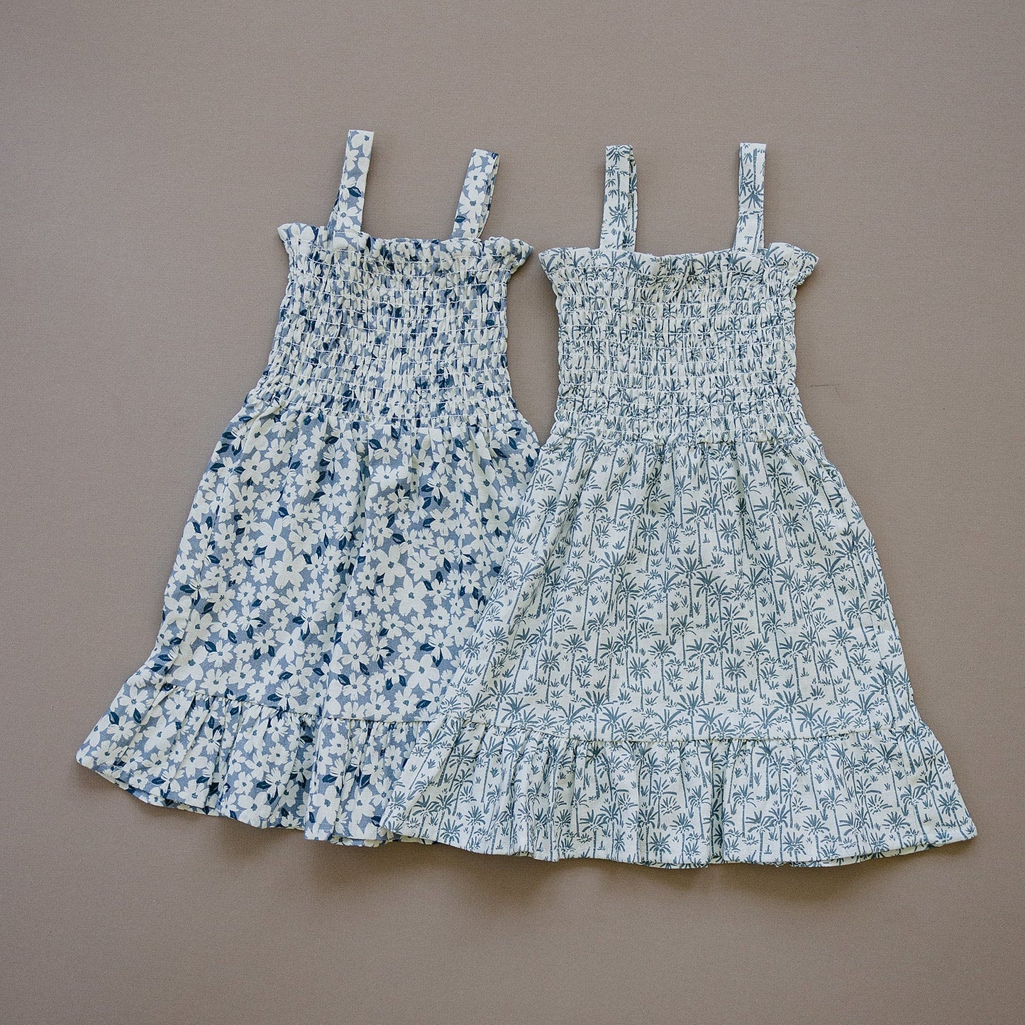 Blue Floral Linen Tank Dress