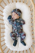 Americana Floral Ribbed Bamboo Zipper Romper