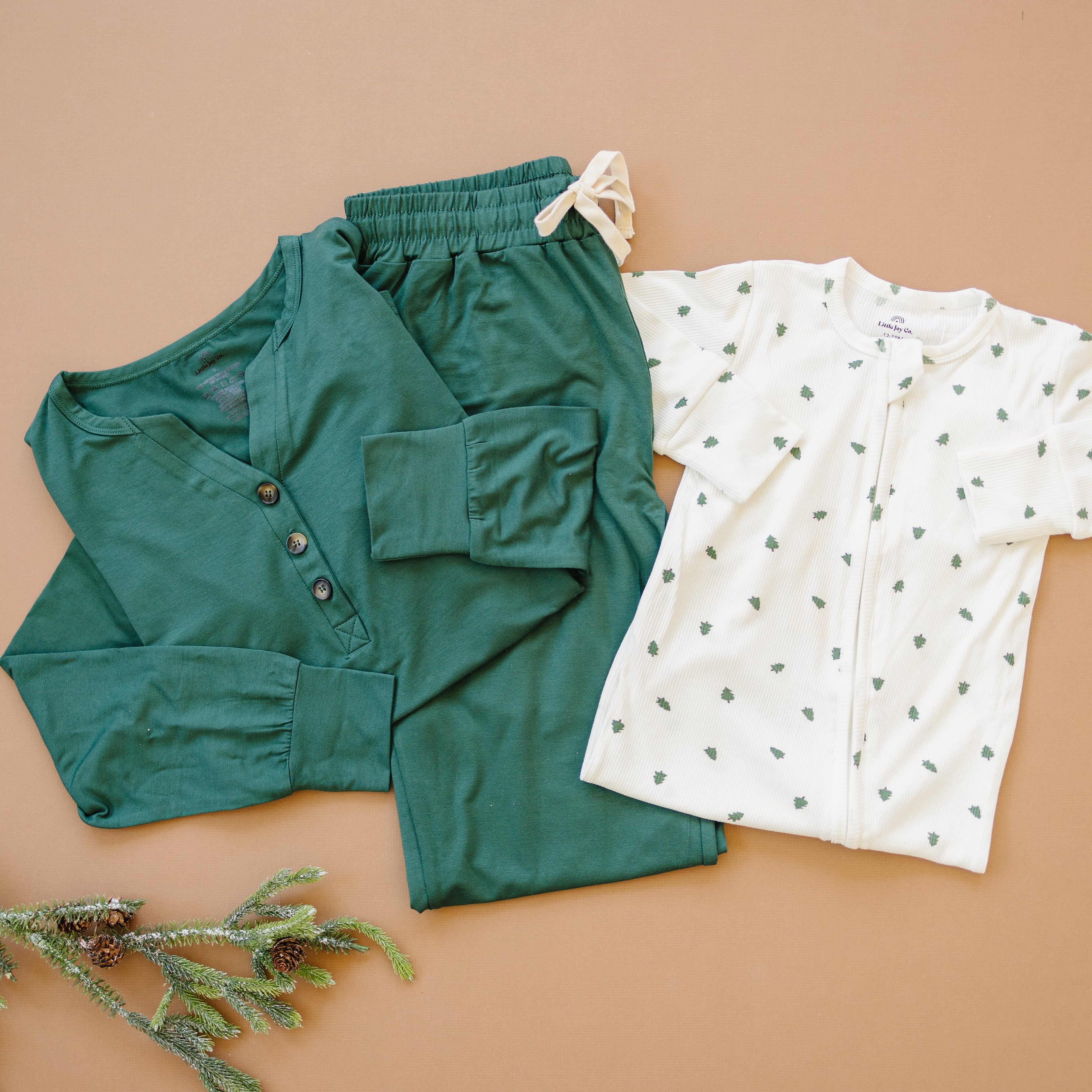 Tiny Trees Ribbed Bamboo Zippy Pajamas Romper