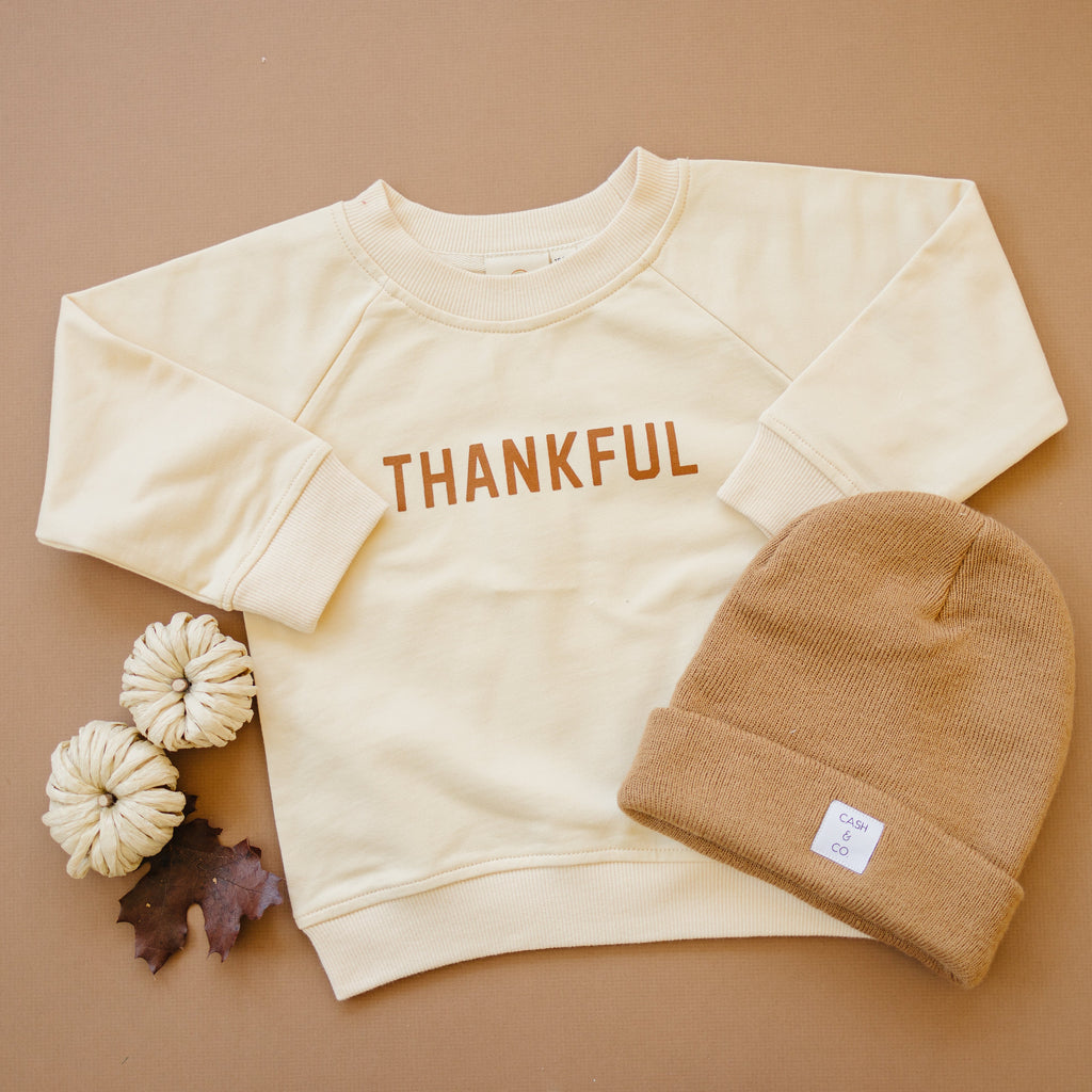 Thankful Organic Cotton Crewneck Sweatshirt Top