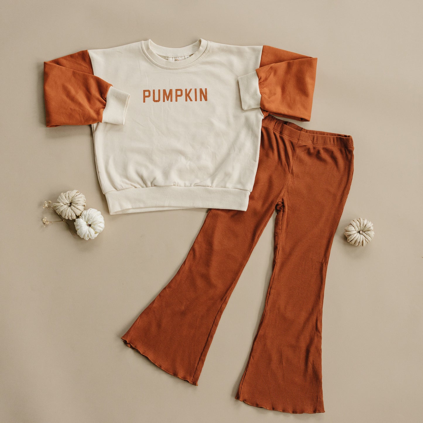 Colorblock ‘Pumpkin’ Crewneck Sweatshirt Top