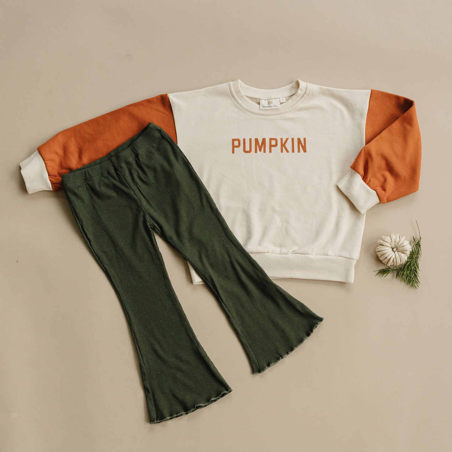 Colorblock ‘Pumpkin’ Crewneck Sweatshirt Top
