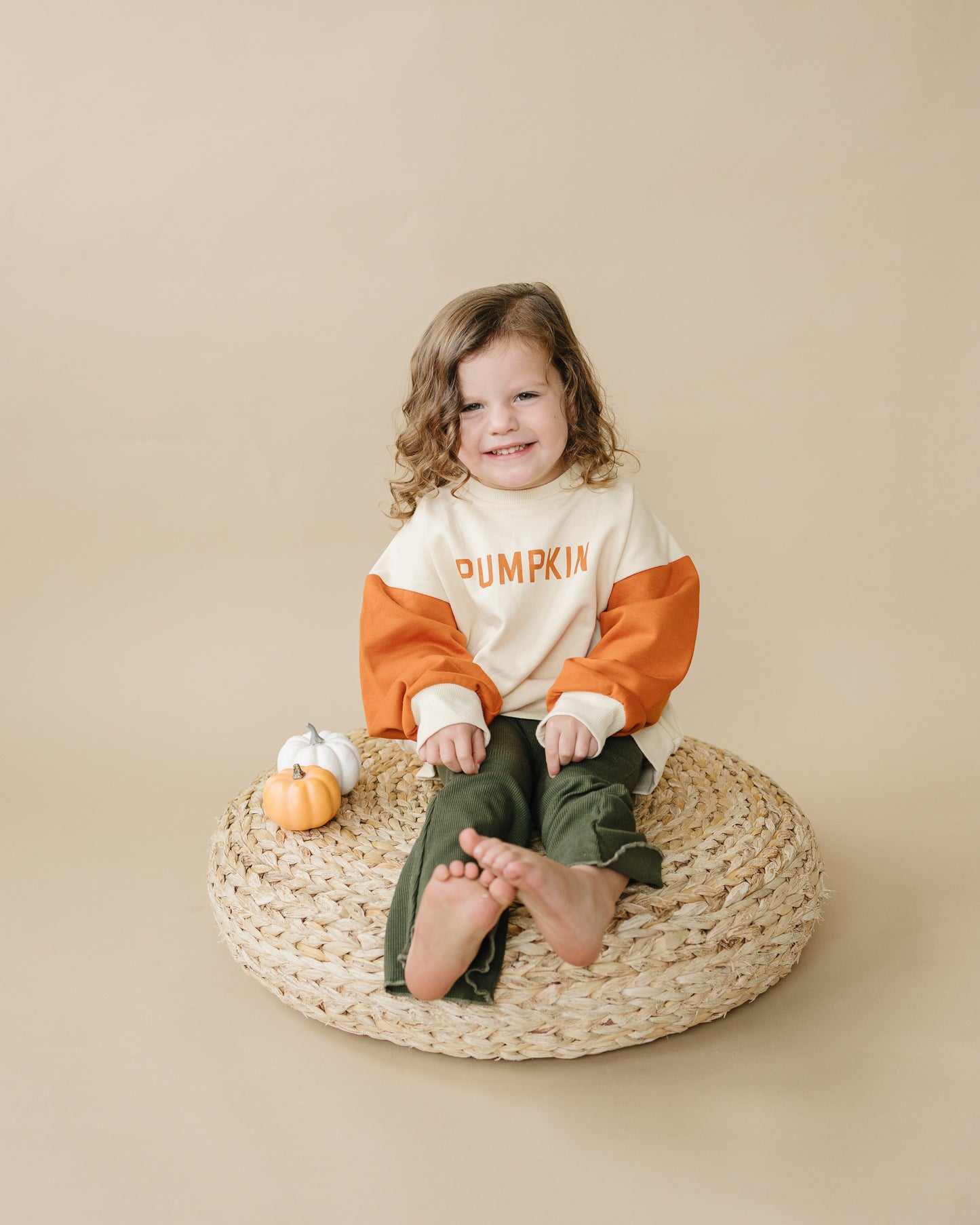 Colorblock ‘Pumpkin’ Crewneck Sweatshirt Top