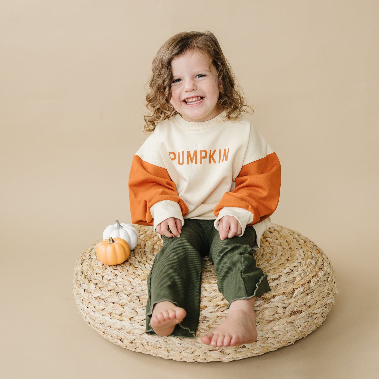 Colorblock ‘Pumpkin’ Crewneck Sweatshirt Top