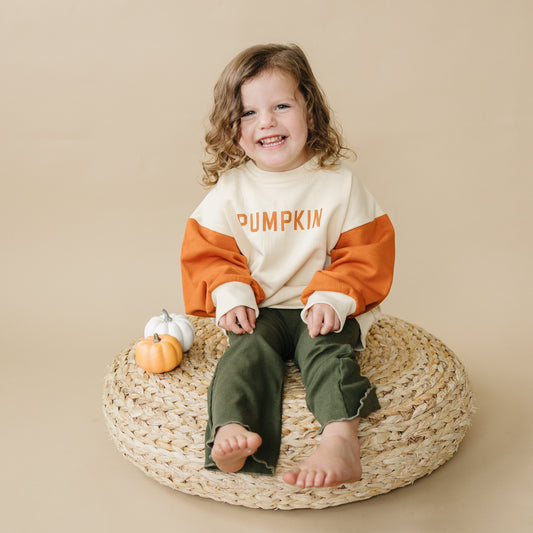Colorblock ‘Pumpkin’ Crewneck Sweatshirt Top