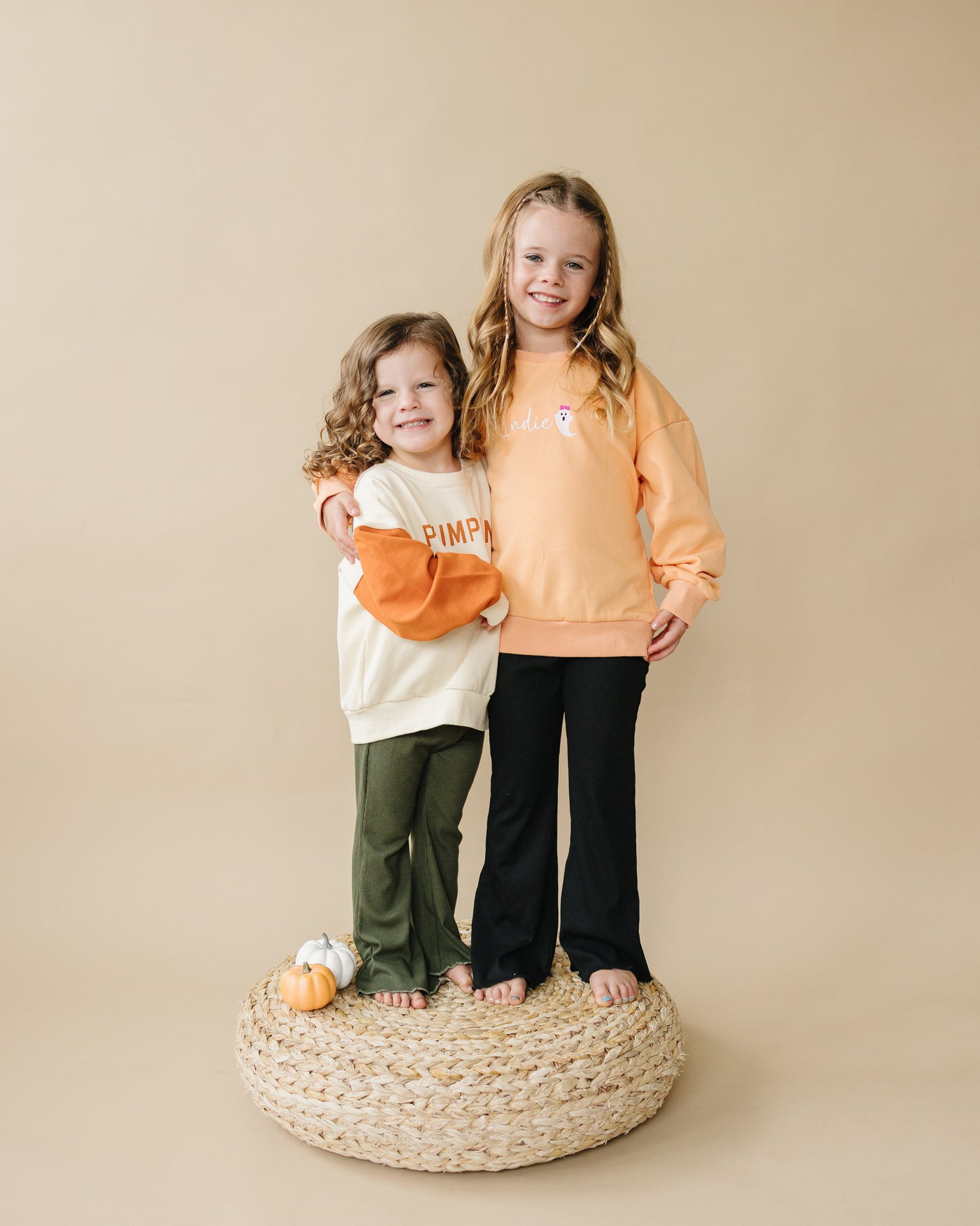 Colorblock ‘Pumpkin’ Crewneck Sweatshirt Top