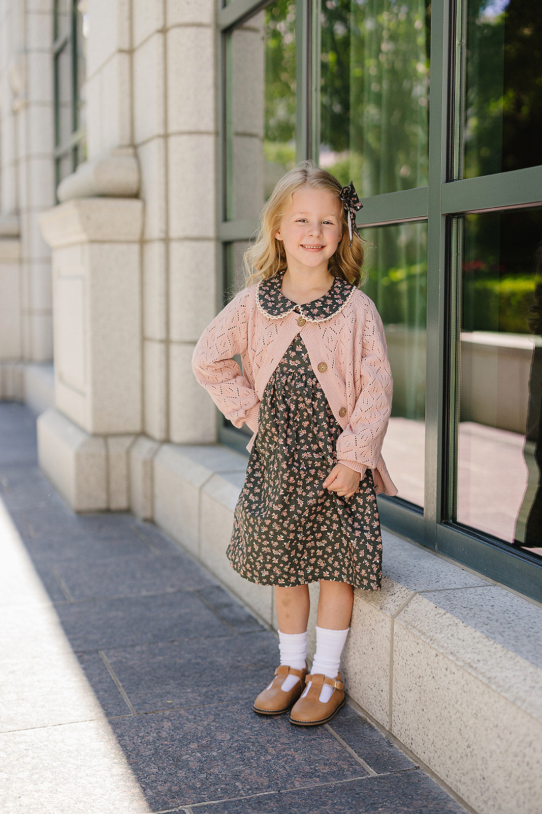 Pink Pointelle Button Down Cardigan Top