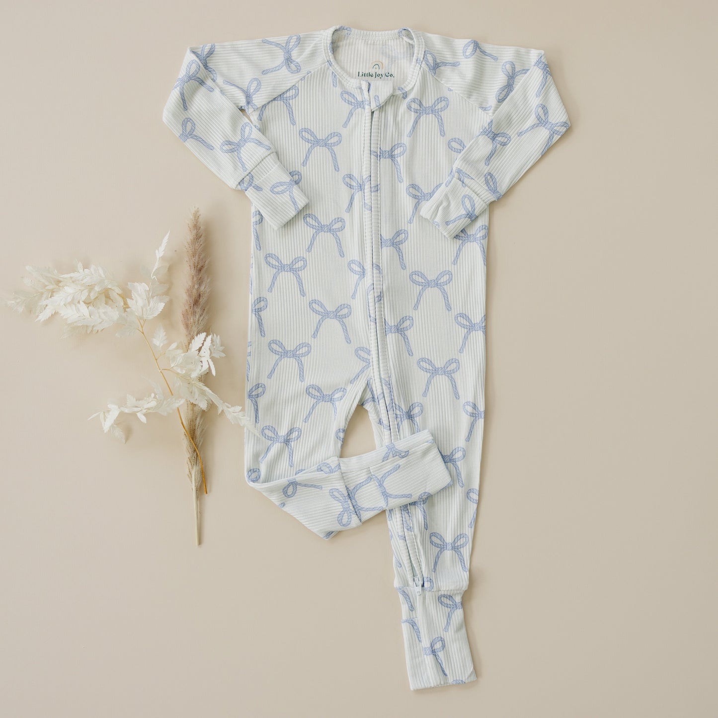 Blue Belle Ribbed Bamboo Zippy Pajamas Romper