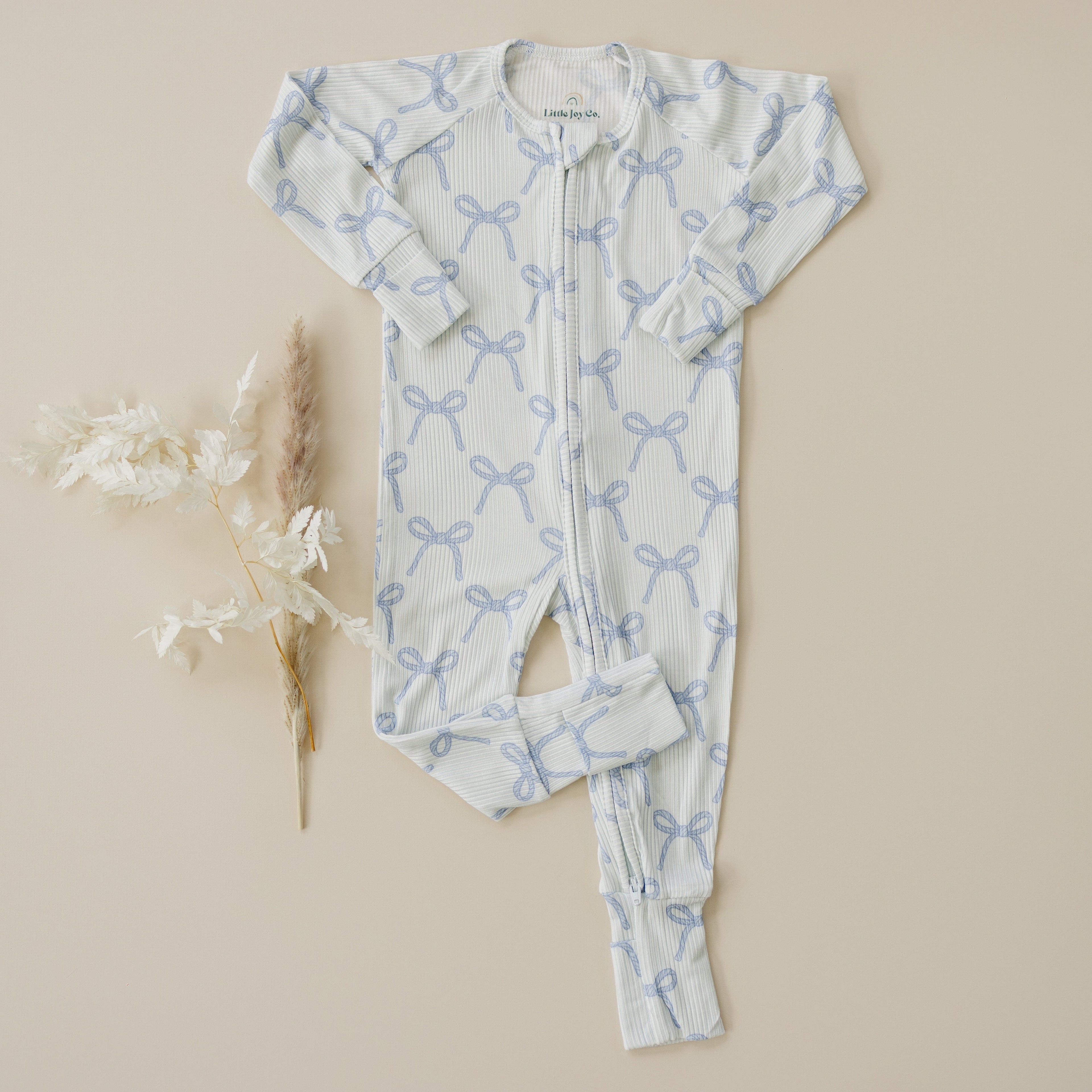 Blue Belle Ribbed Bamboo Zippy Pajamas Romper