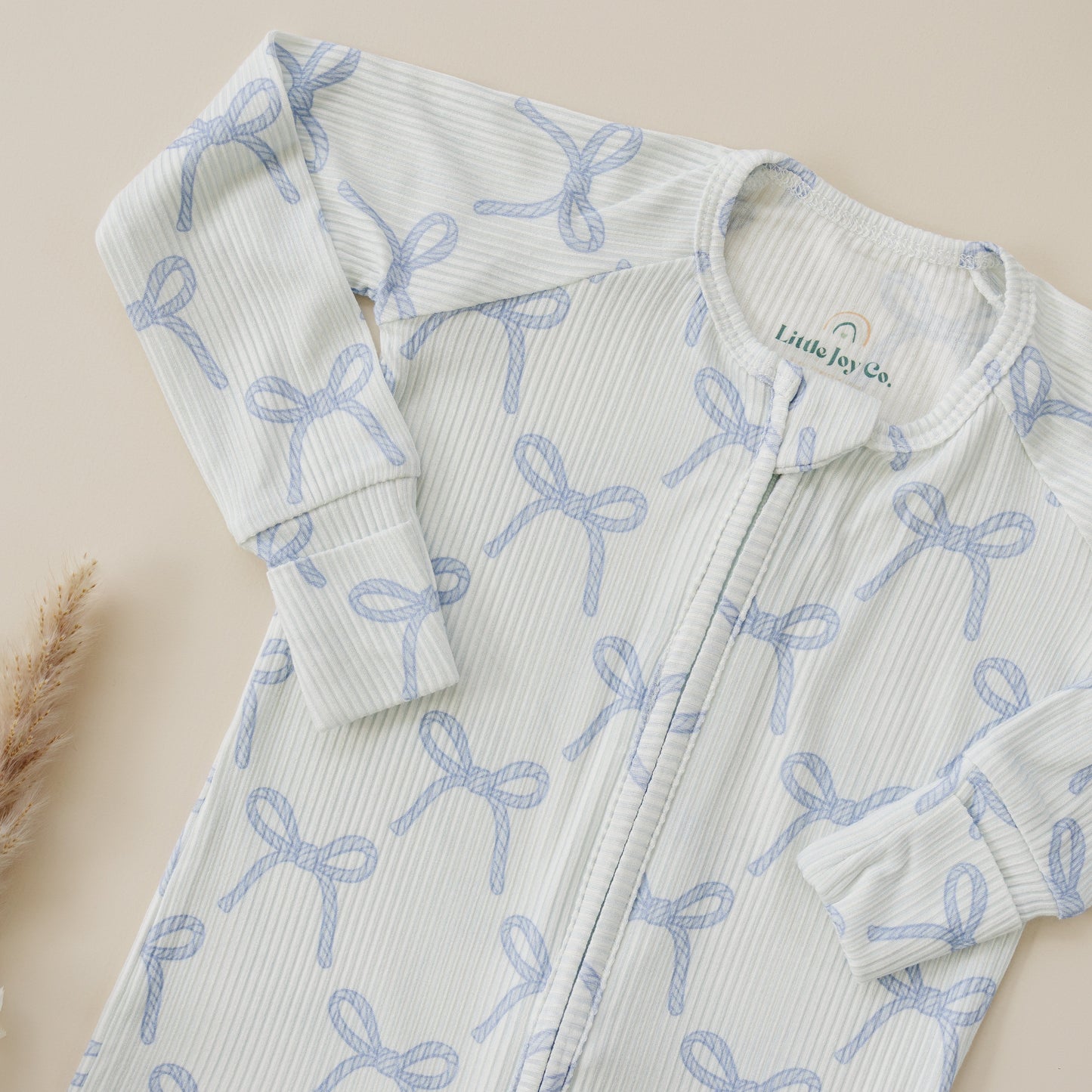 Blue Belle Ribbed Bamboo Zippy Pajamas Romper