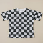 Organic Cotton Black & White Checkered Shorts Set
