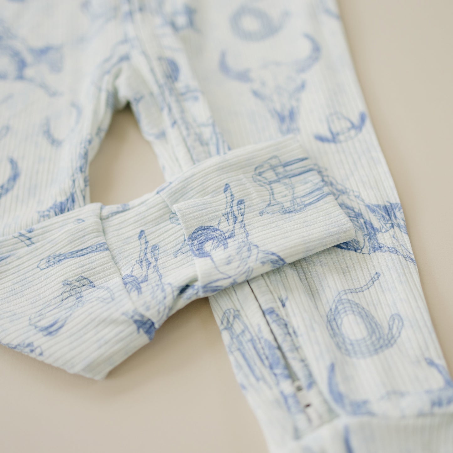 Cowboy Blues Ribbed Bamboo Zippy Pajamas Romper