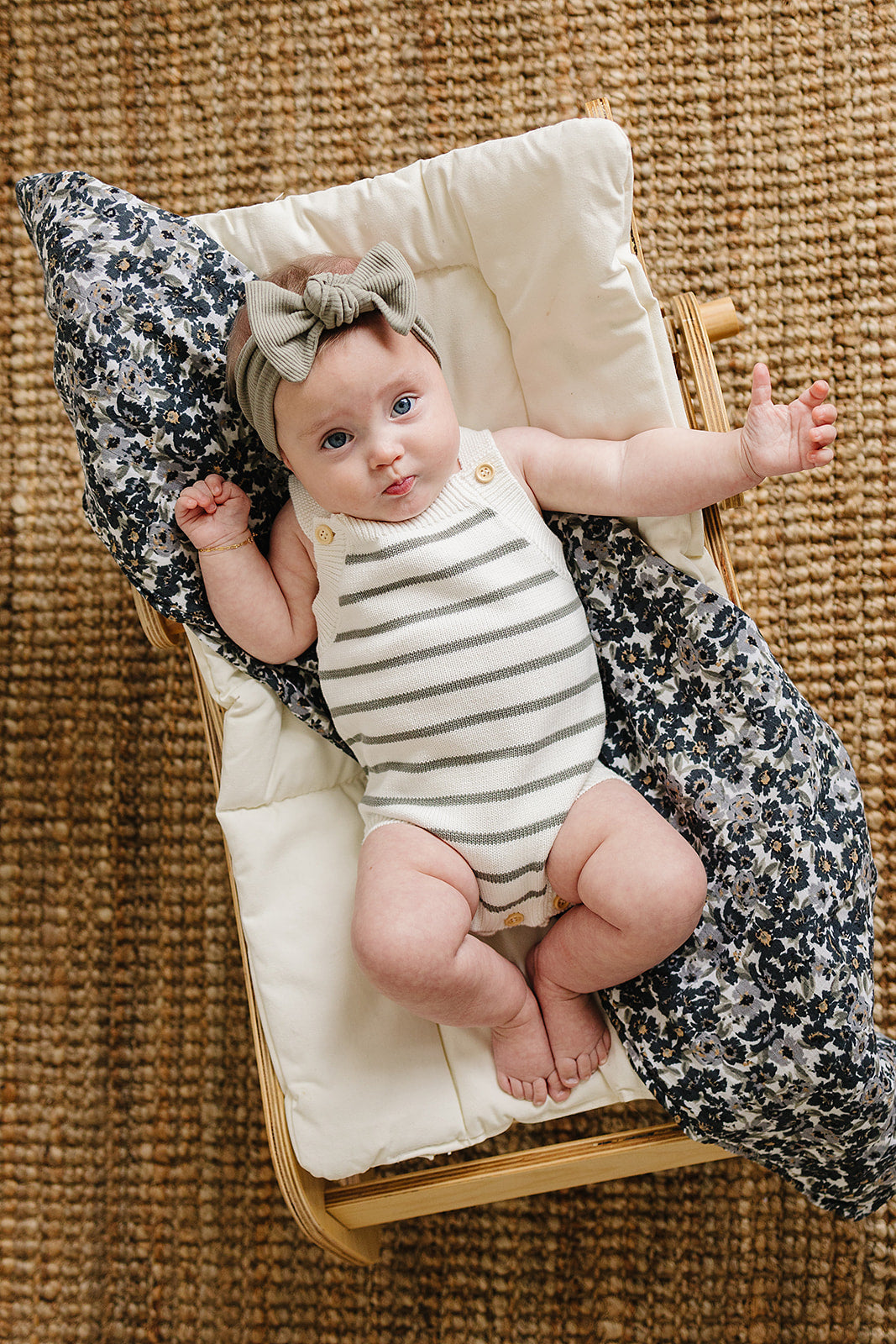 Sage Stripe Knit Bubble Tank Romper