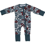 Americana Floral Ribbed Bamboo Zipper Romper