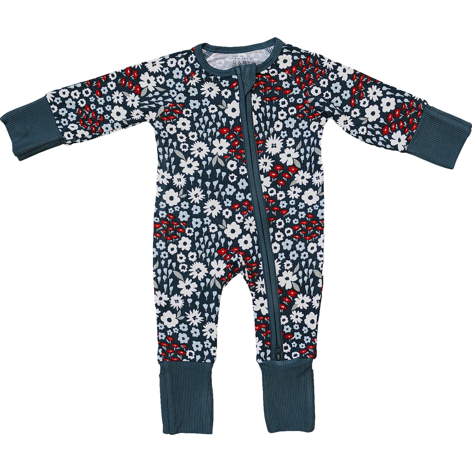 Americana Floral Ribbed Bamboo Zipper Romper