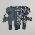 Americana Floral Ribbed Bamboo Zipper Romper