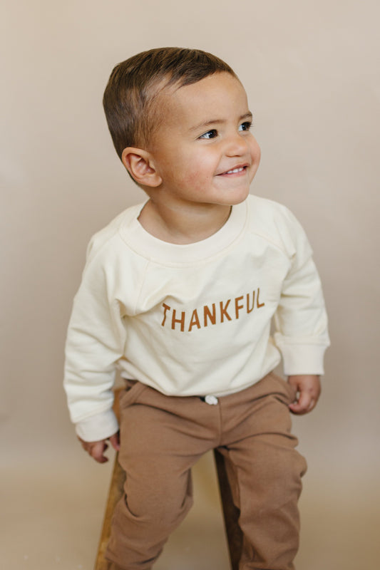Thankful Organic Cotton Crewneck Sweatshirt Top